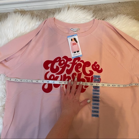 NWT Wildfox Pink Red Coffee & Sunshine Sweatshirt - Picture 9 of 11